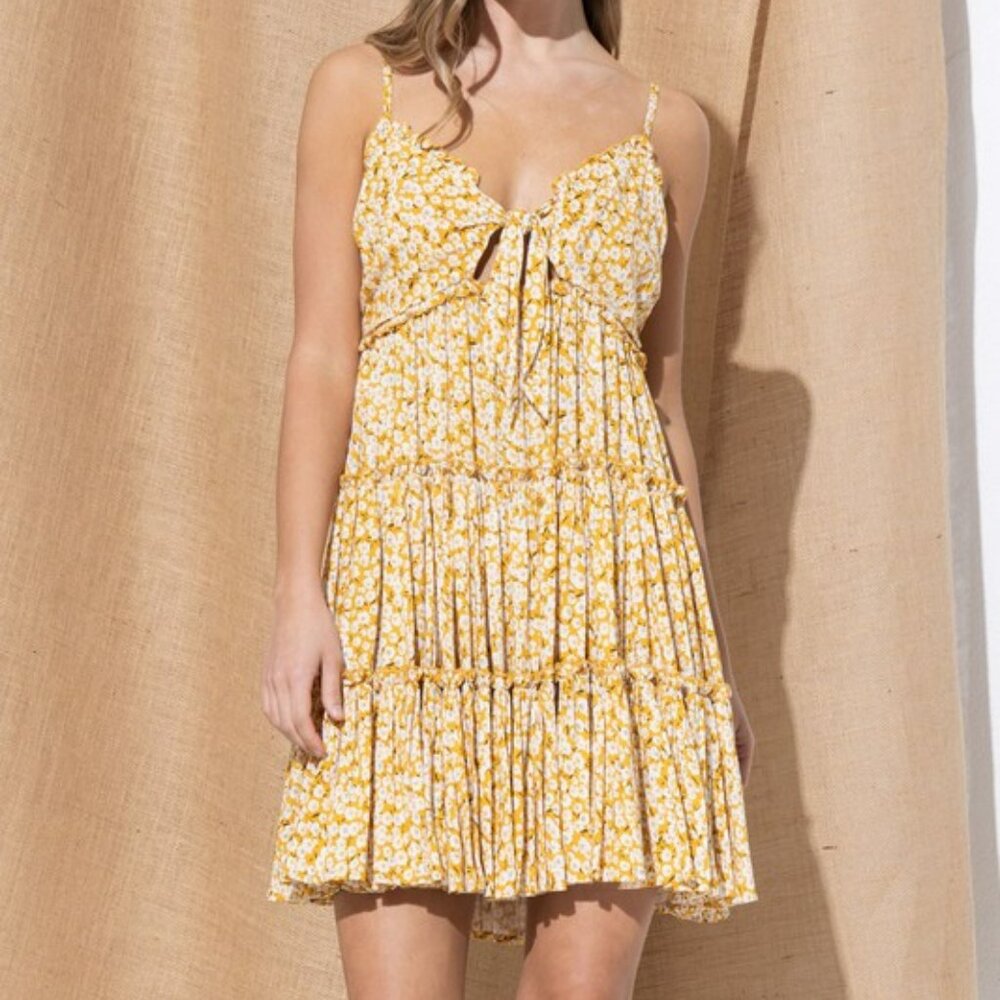 FLARED FLORAL MINI DRESS